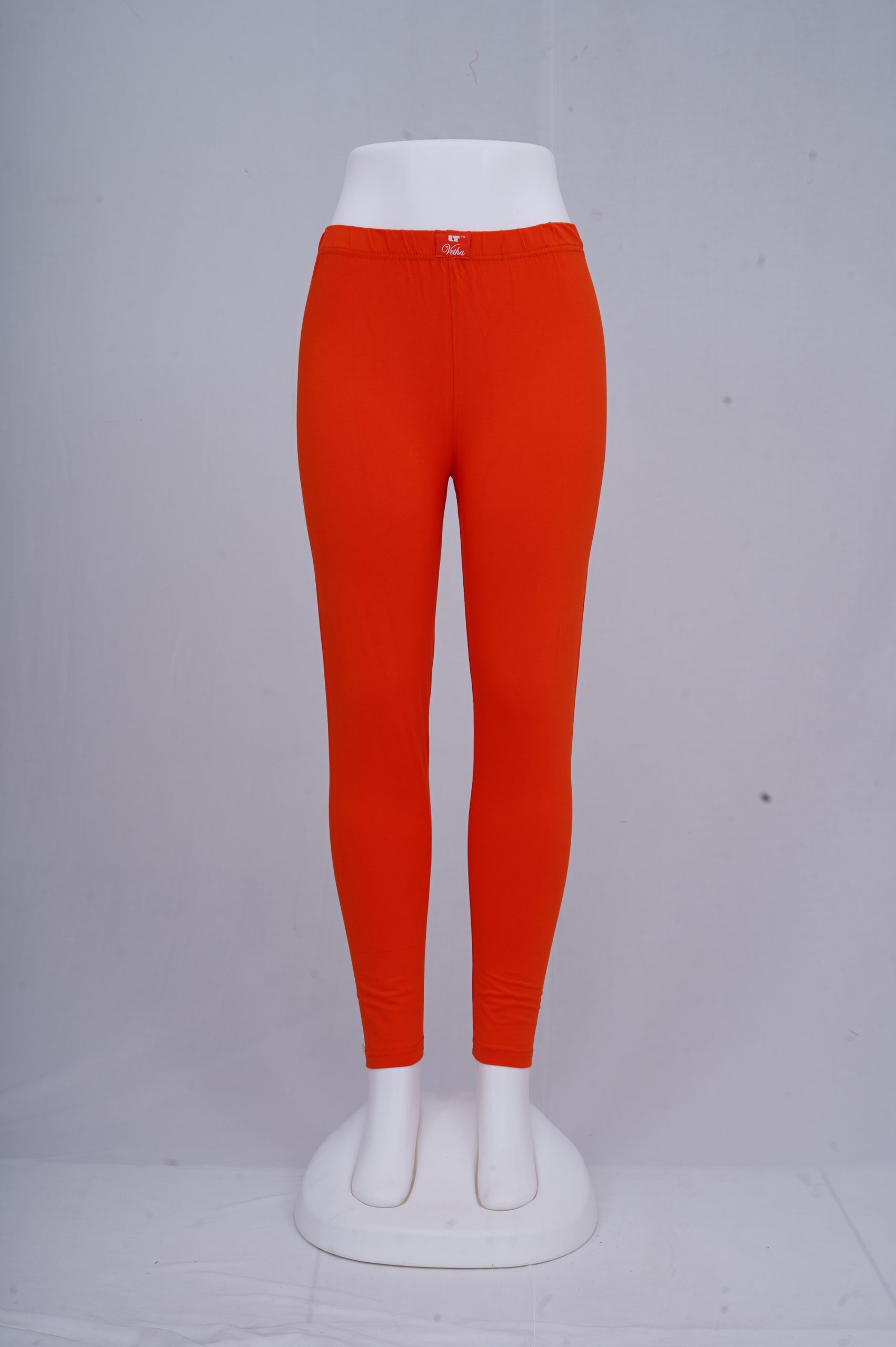 Women Red Orange Ankle Leggings